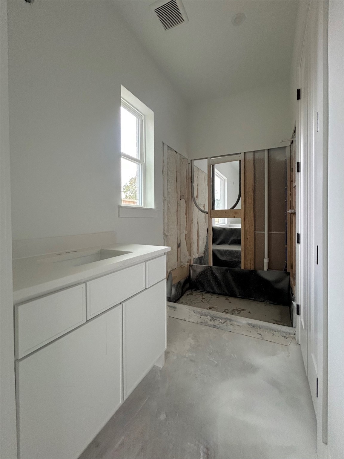 9603 Carousel Lane Houston, TX 77080 - Photo 12 of 37 First Floor Guest Suite Private Bath. Construction Photo as of 1/8/2026