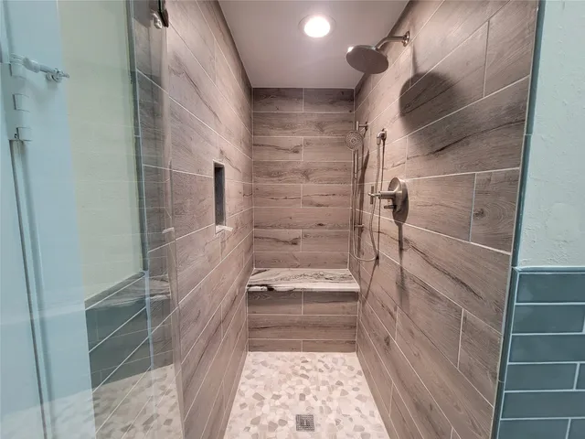 a bathroom with a shower