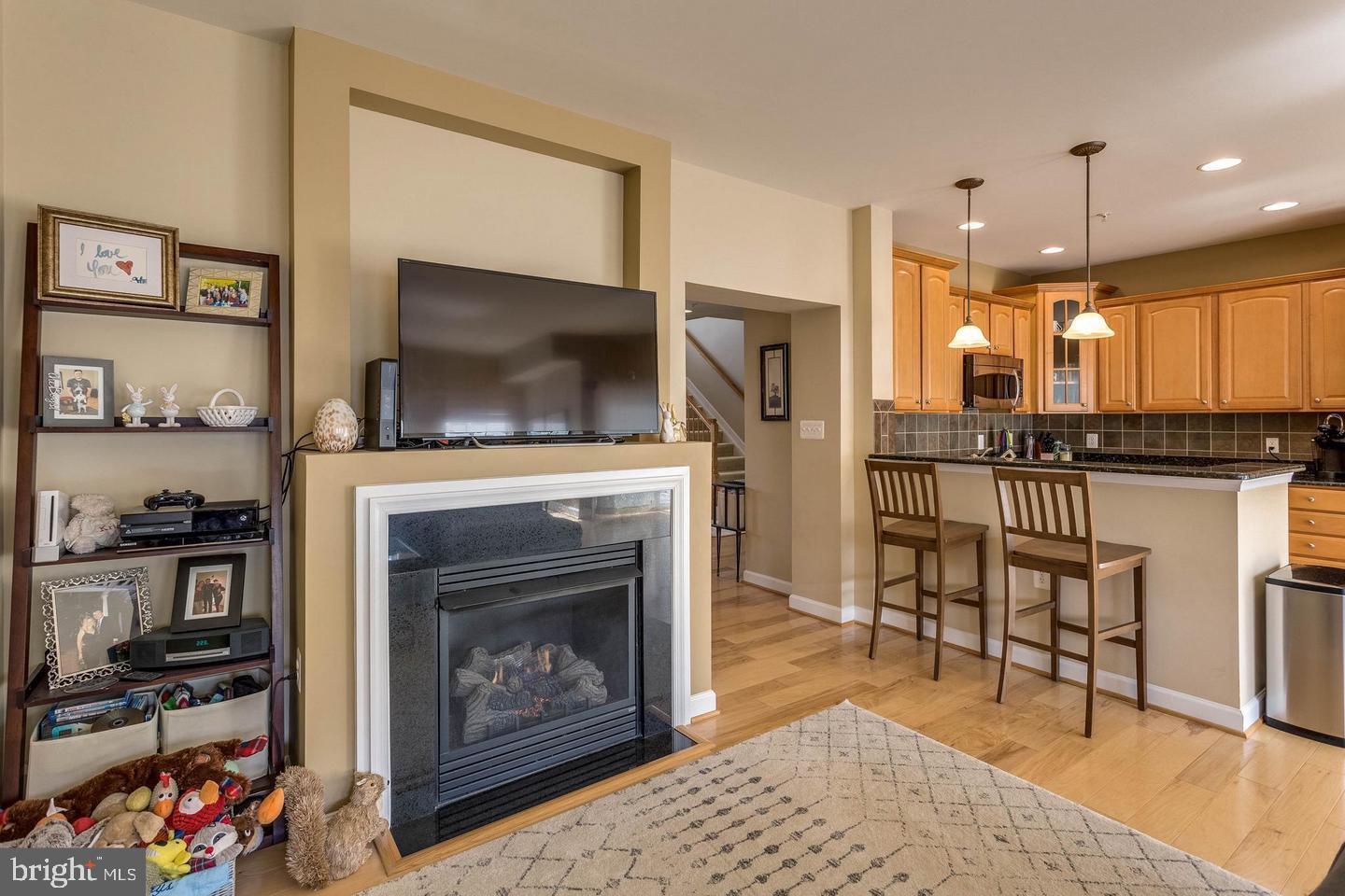 14233 B St Germain Drive, Unit 6 Centreville, VA 20121 - Photo 8 of 13 a living room with furniture a flat screen tv and a fireplace