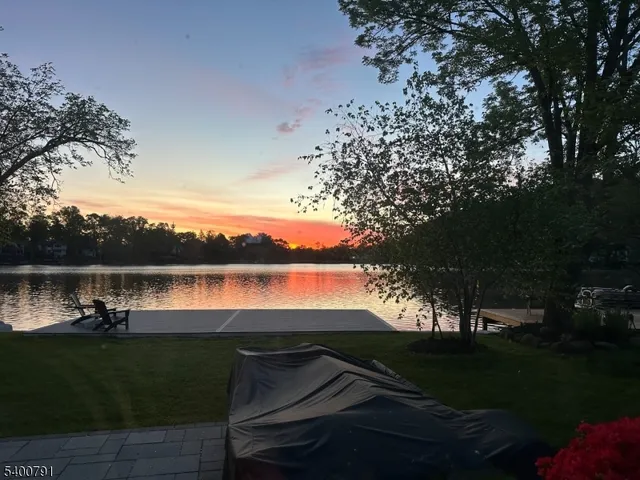 a view of a lake from a yard