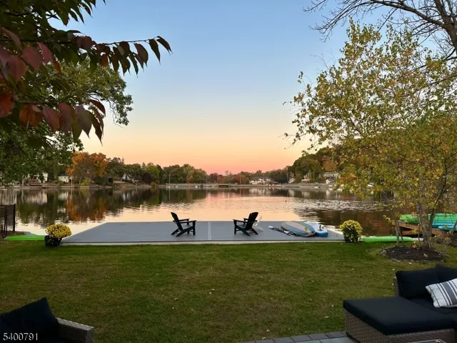 a view of a lake from a yard