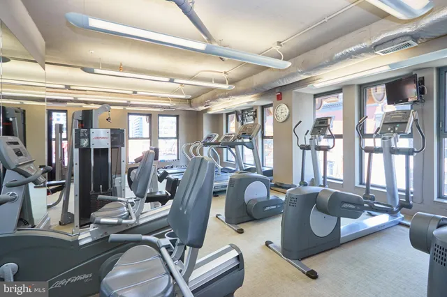 a view of a room with gym equipment