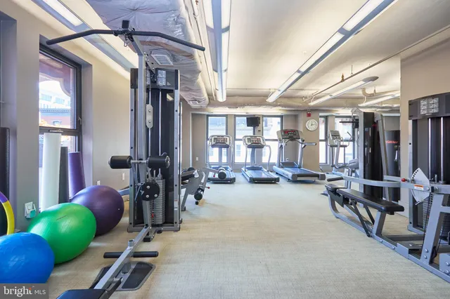a view of a room with gym equipment