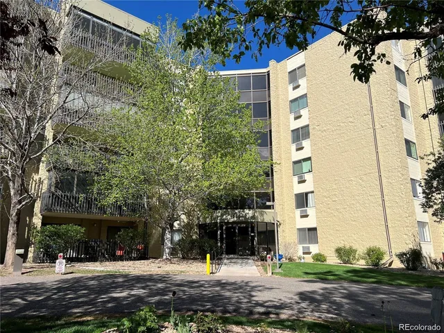 front view of a building with a street