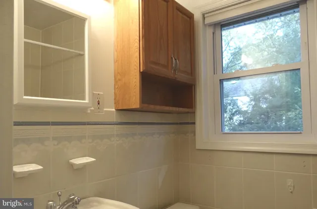 a bathroom with a window