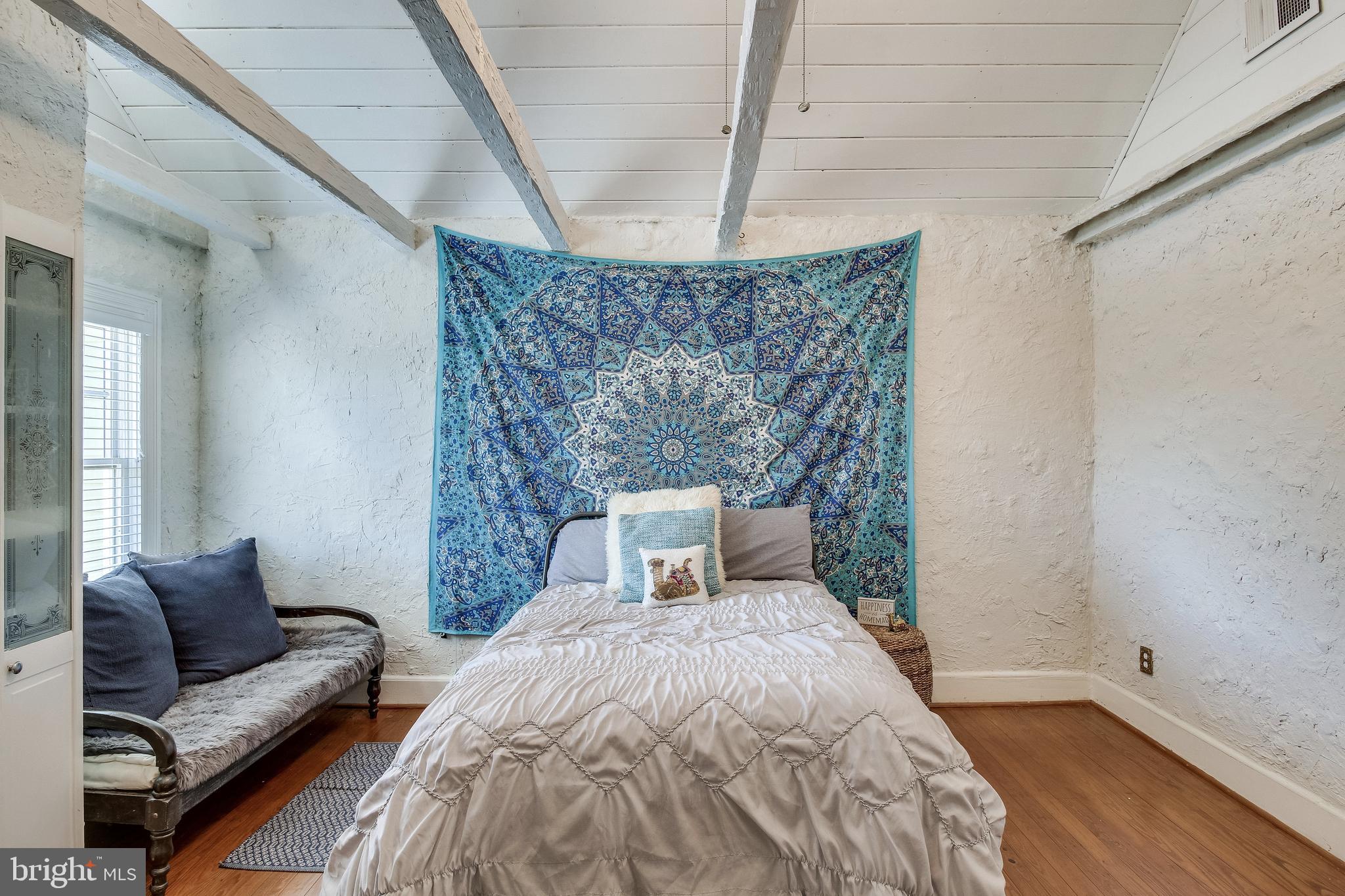 3601 Old Post Road Fairfax, VA 22030 - Photo 68 of 78 Bedroom #2 beams/planks and stained glass