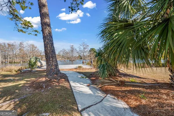 a view of a porch with a tree