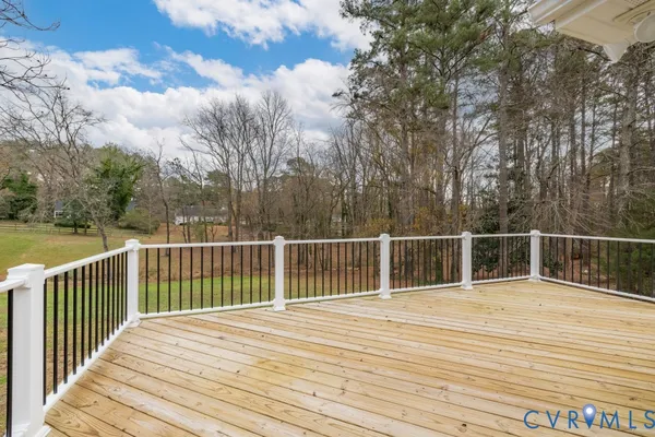 a view of a wooden deck