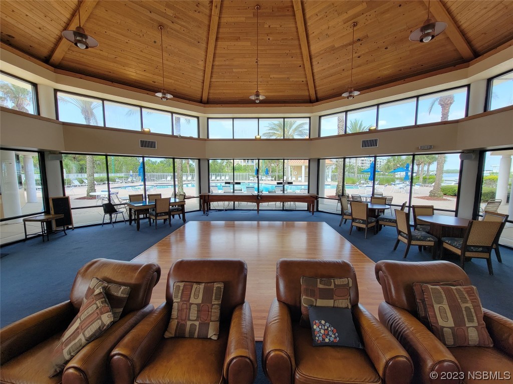 4623 Rivers Edge Village Lane, Unit 6204 Ponce Inlet, FL 32127 - Photo 39 of 62 a living room with furniture pool table and sofas