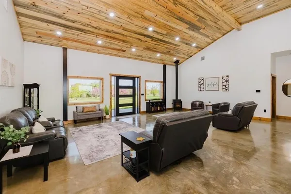 a living room with furniture and a couch