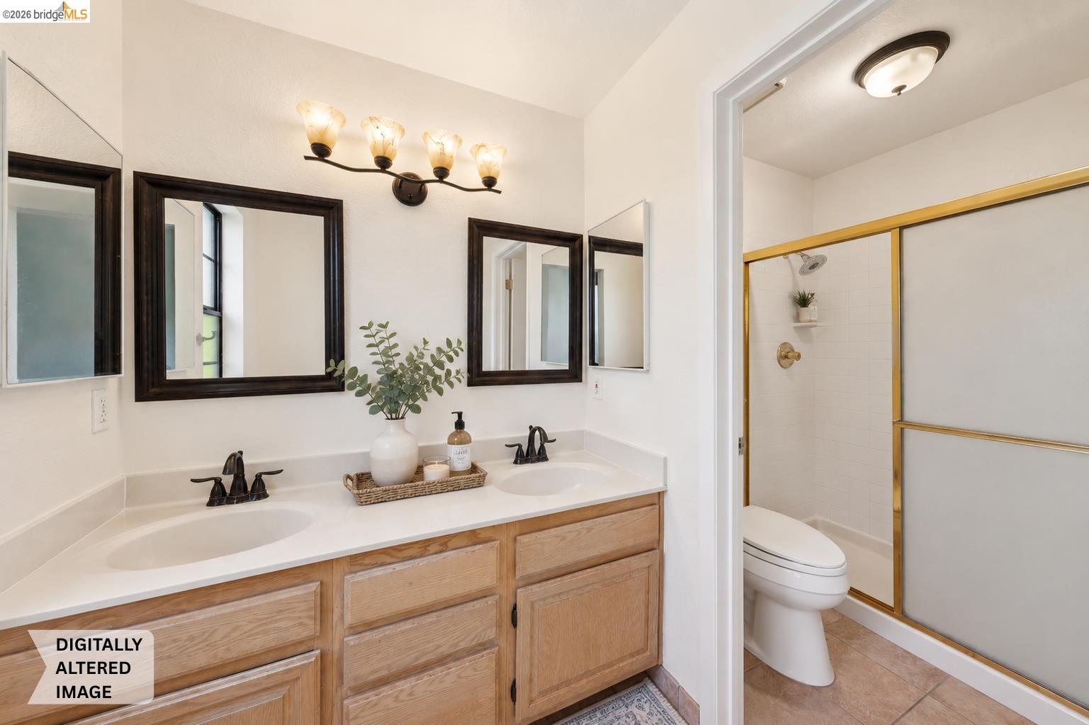 261 Redhawk Road Novato, CA 94949 - Photo 36 of 47 Dual basin vanity with light wood cabinetry and light-toned countertops