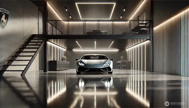 a view of a hallway with windows