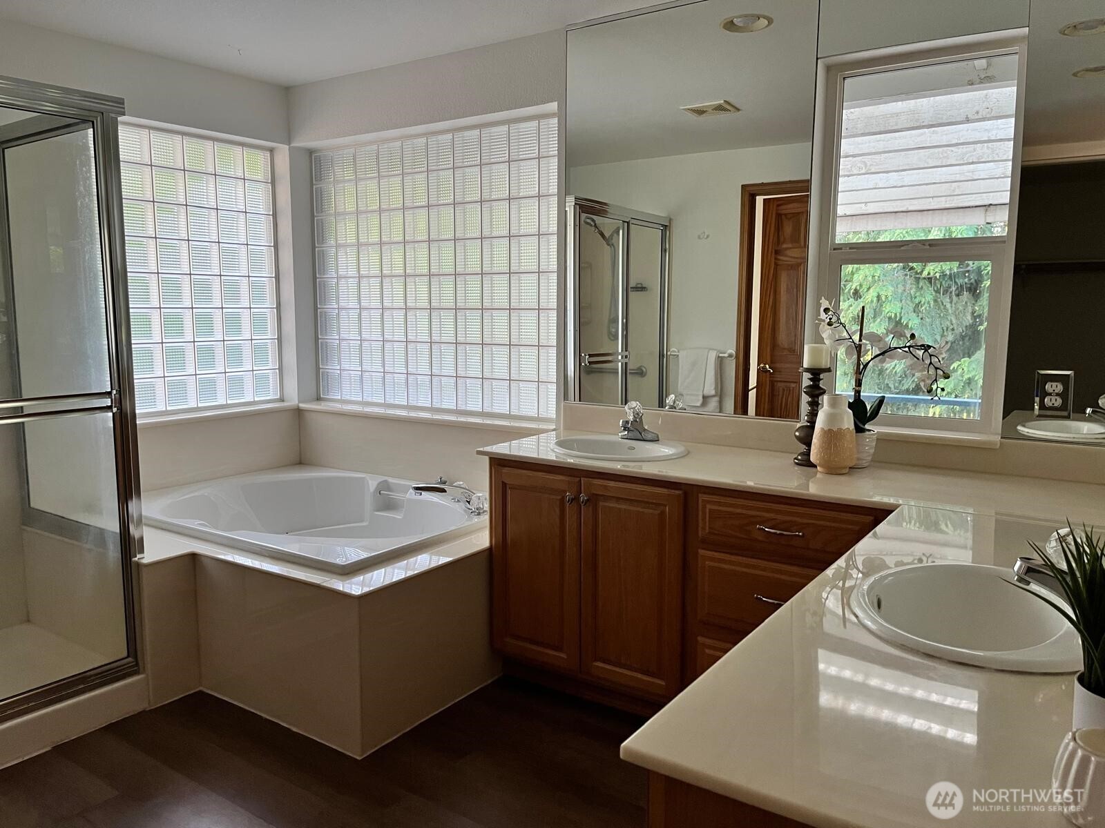 13315 Lost Lake Road Snohomish, WA 98296 - Photo 11 of 19 a bathroom with a sink double vanity and window