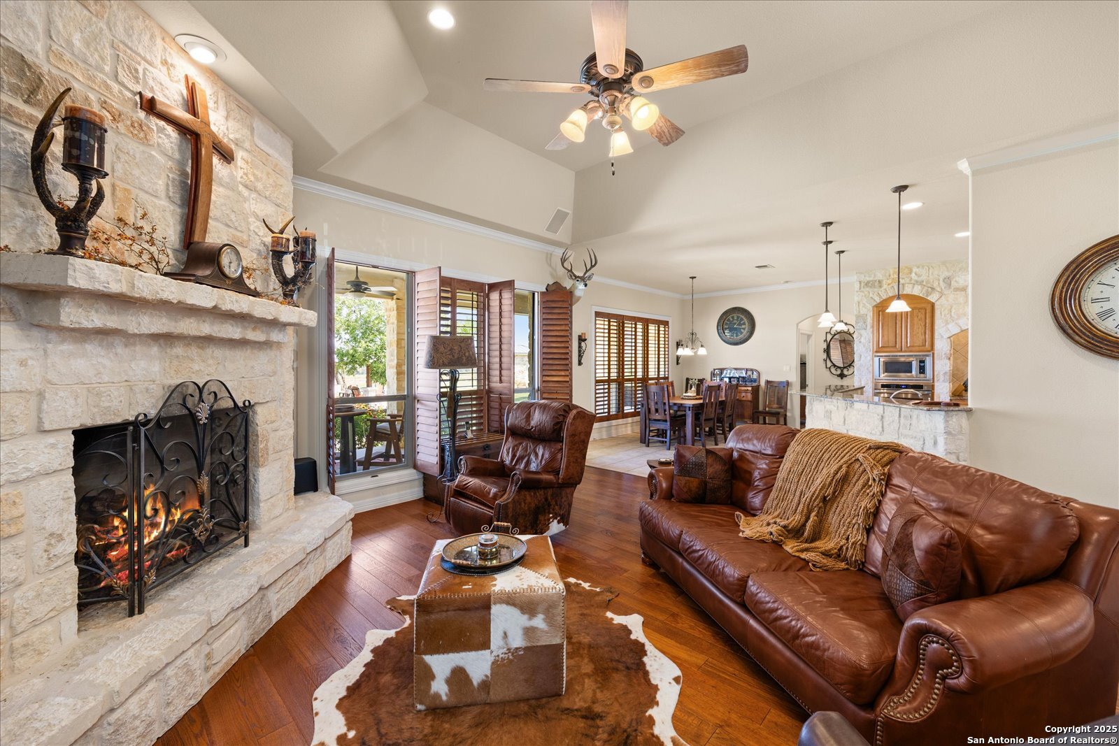 34 Cravey Road Boerne, TX 78006 - Photo 9 of 59 a living room with furniture and a fireplace