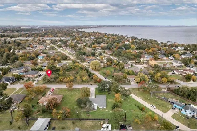 an aerial view of residential building and city