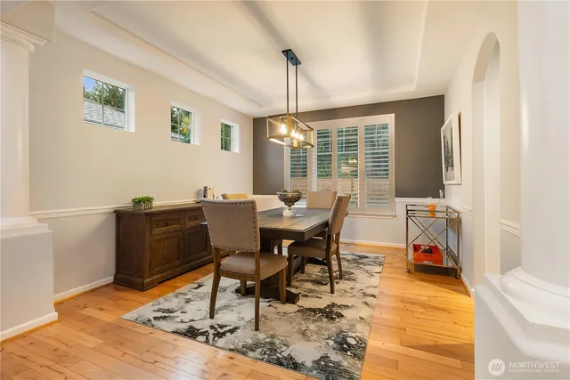 a workspace with furniture window and outside view