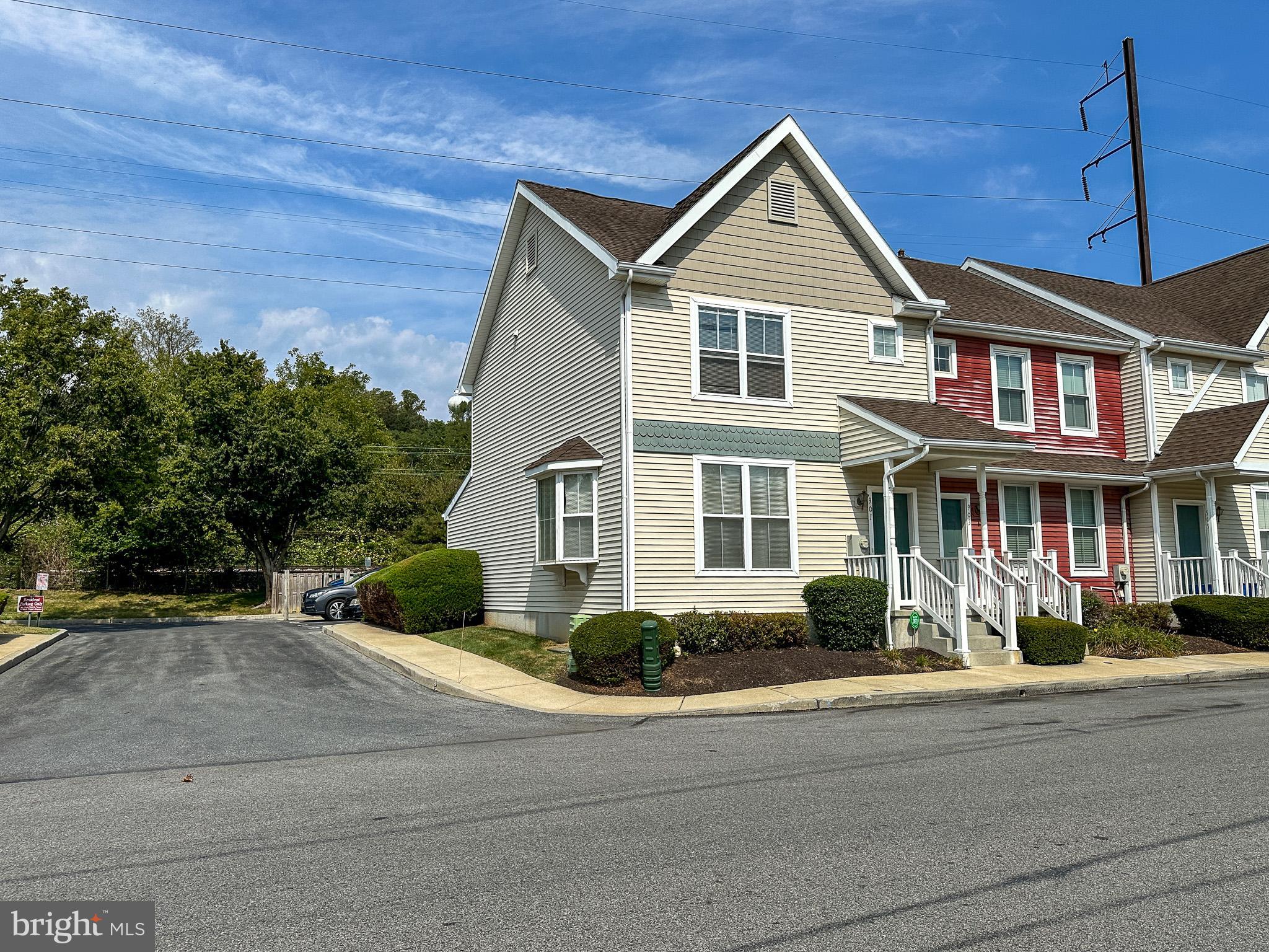 a front view of residential houses