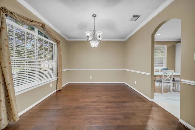 a view of a livingroom with a chandelier