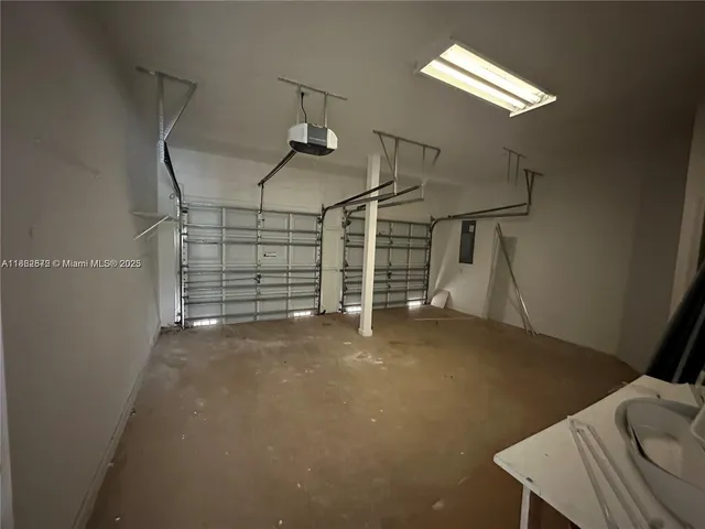 a view of a garage with furniture