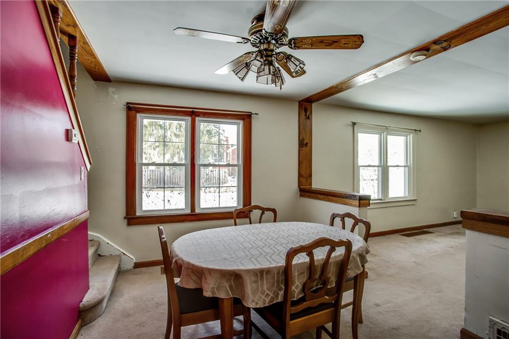 111 Shaffer Road Economy, PA 15143 - Photo 6 of 22 Dining room is off the kitchen with steps leading to the upstairs bedrooms on the left.