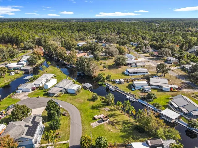 an aerial view of a swimming pool