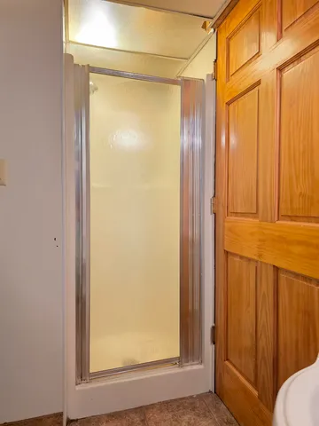 a view of a backyard with a large tree