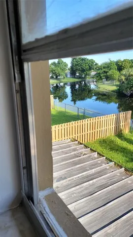 a view of a porch in front of a house