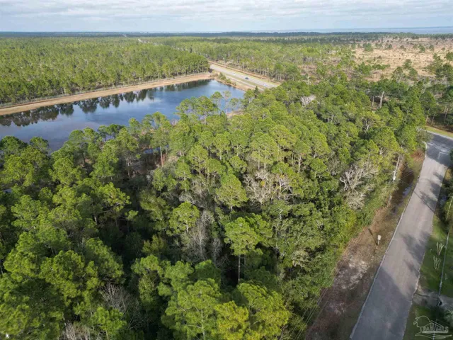 a view of a lake with a city view
