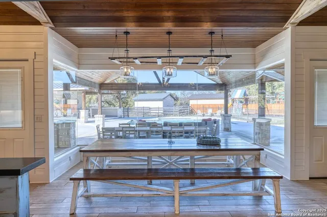 a view of a room with racks on the wall