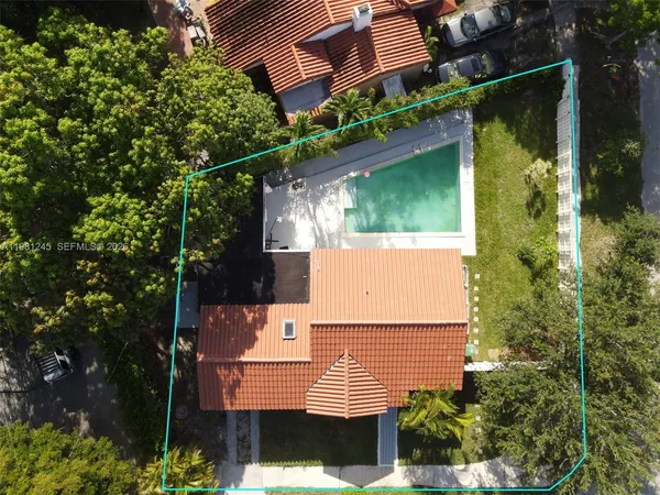an aerial view of a house