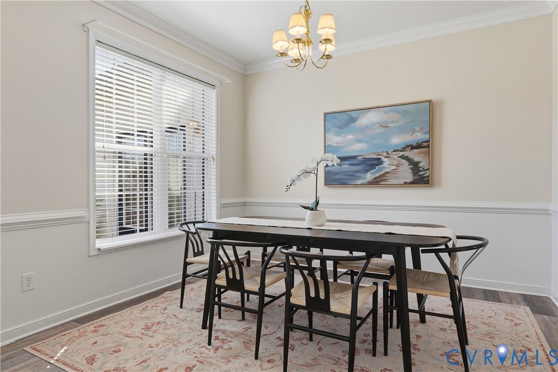 5101 Kenmare Loop Richmond, VA 23234 - Photo 5 of 43 Dining with LVP, Crown Molding, 9ft ceilings