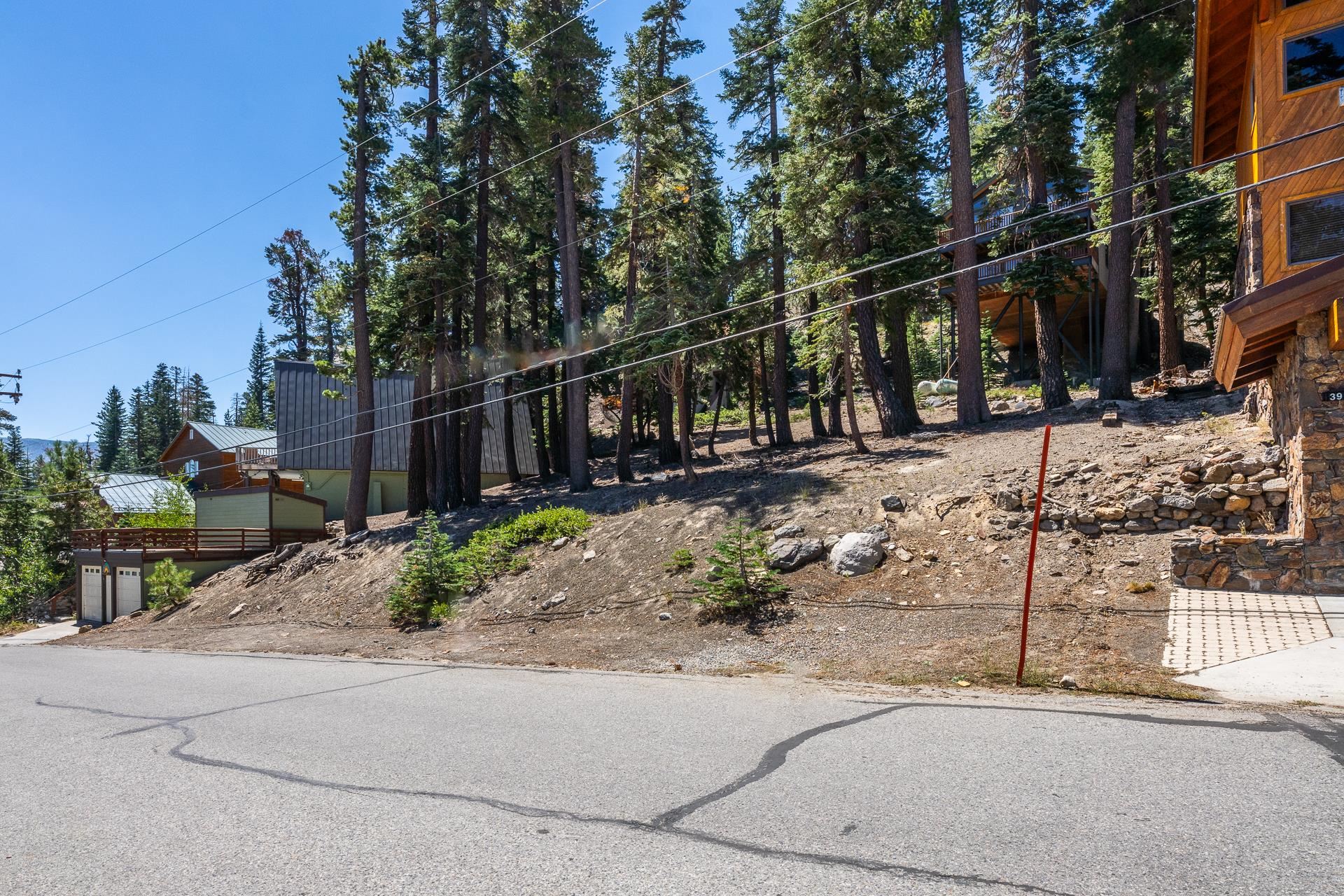 381 John Muir Road Mammoth Lakes, CA 93546 - Photo 14 of 23 a backyard of a house with barbeque oven and large trees