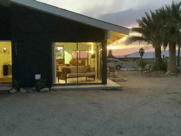 a view of backyard with large tree