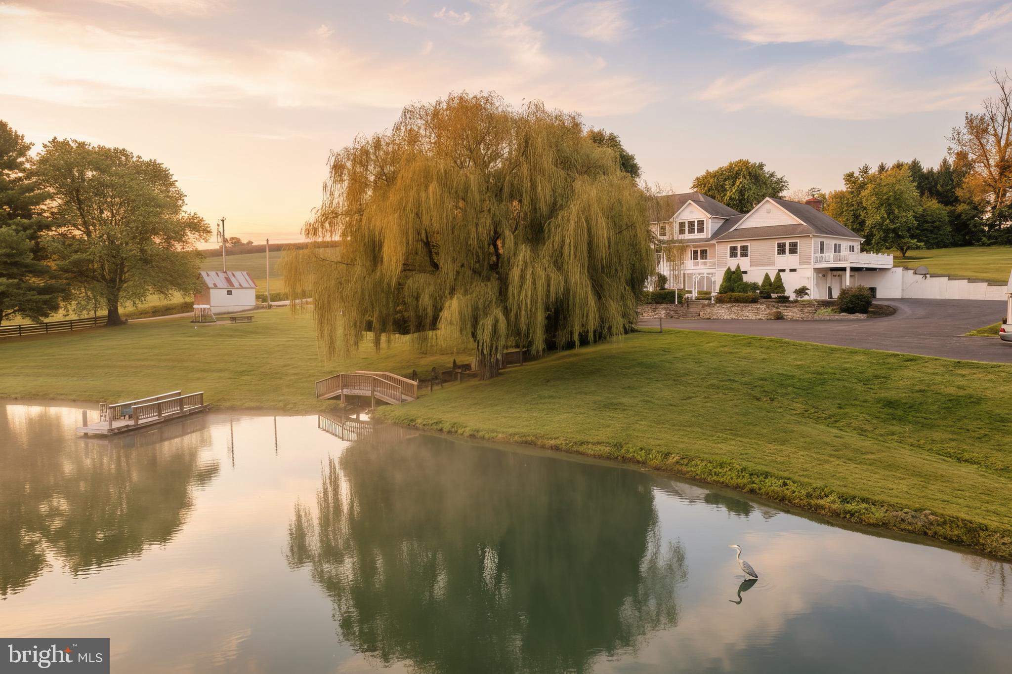 a view of a lake with houses
