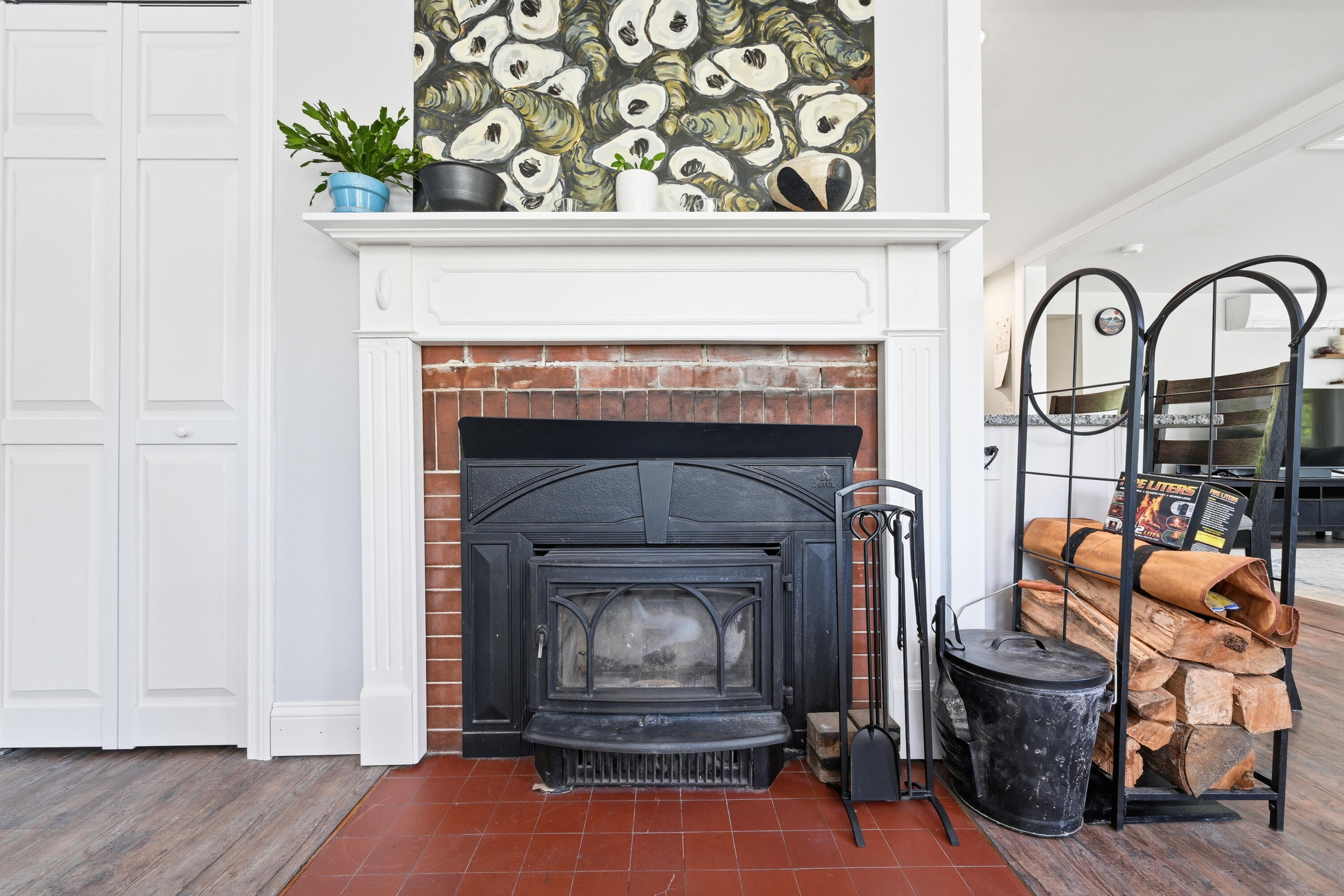 77 Lunt Road Falmouth, ME 04105 - Photo 12 of 37 Fireplace with Wood Burning Stove