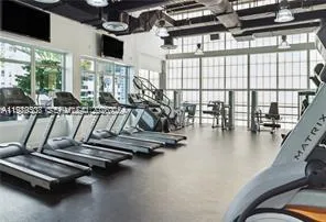 a view of a room with gym equipment