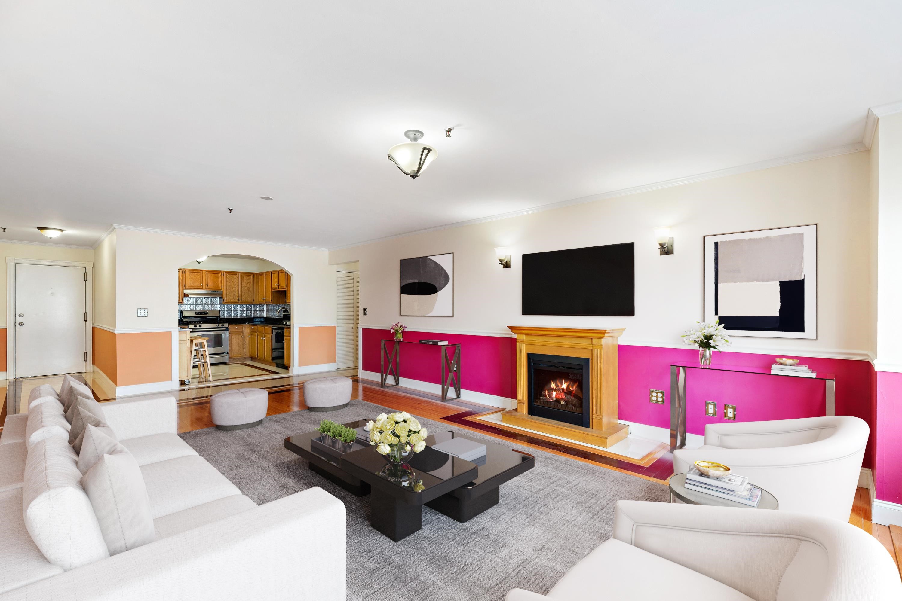 56 Ferguson Street, Unit C2 Newark, NJ 07105 - Photo 1 of 16 a living room with furniture fireplace and flat screen tv