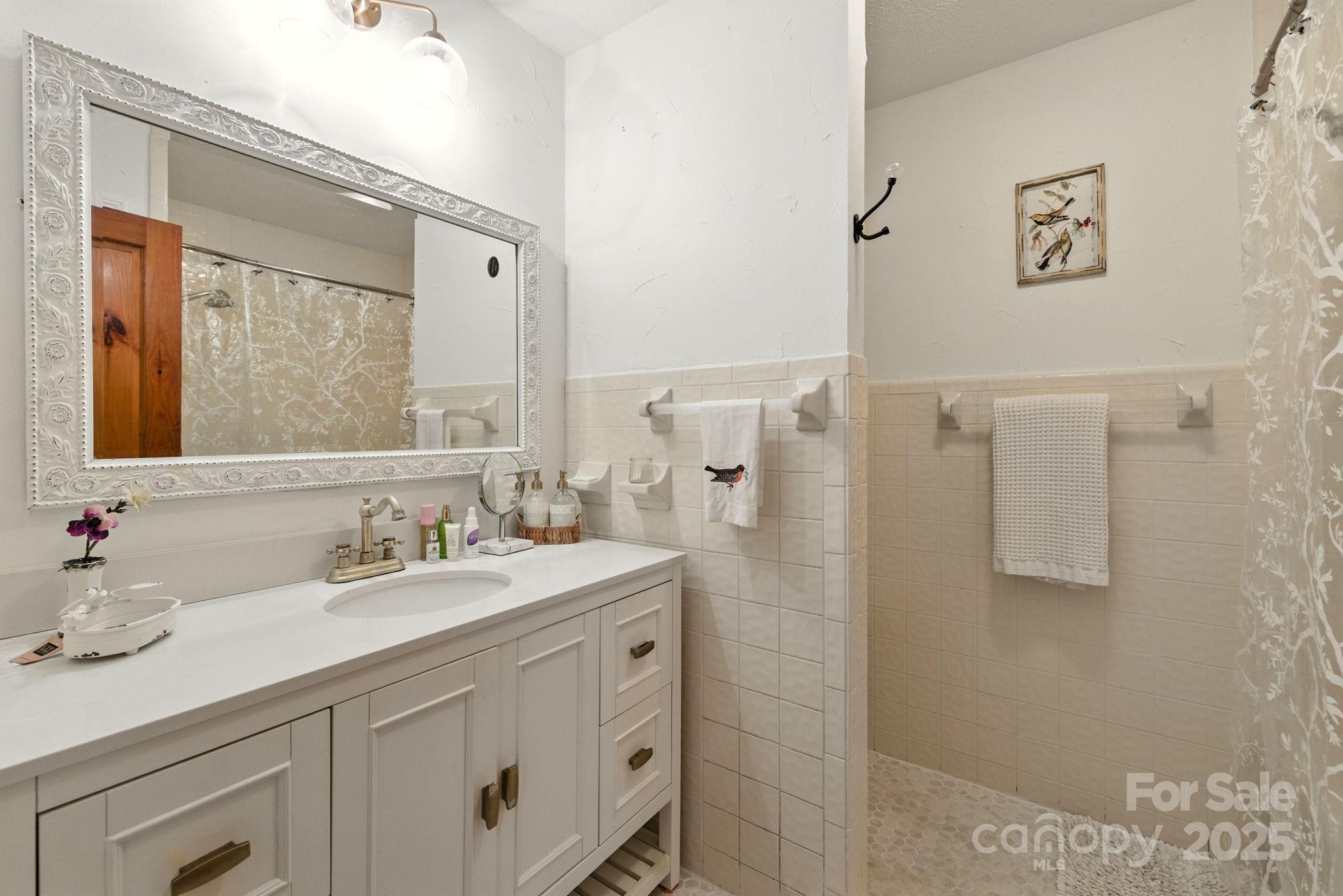 7741 Brevard Road Etowah, NC 28729 - Photo 24 of 48 a bathroom with a double vanity sink mirror and shower