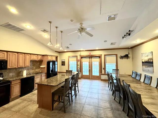 a view of a lake from a yard