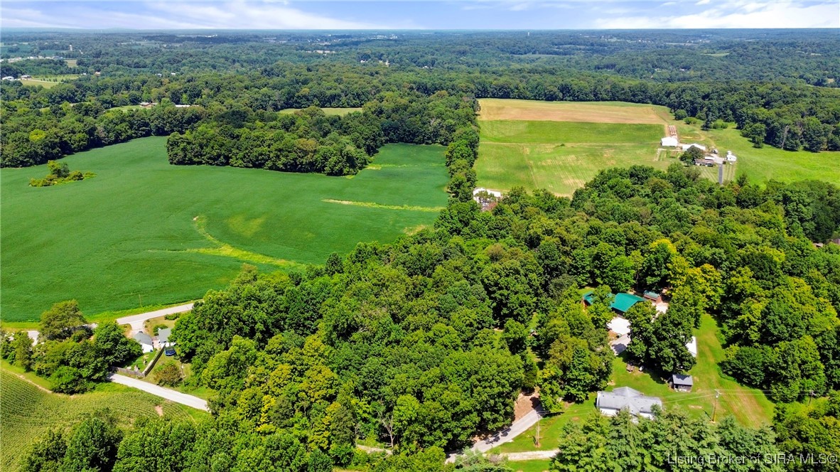 3895 Utz Road Northeast Georgetown, IN 47122 - Photo 49 of 70 Aerial View of Neighboring Farms and Fields – Displays the peaceful rural landscape and proximity to open farmland.