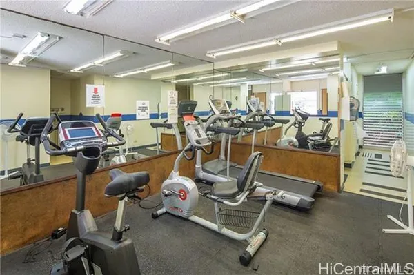 a view of a room with gym equipment