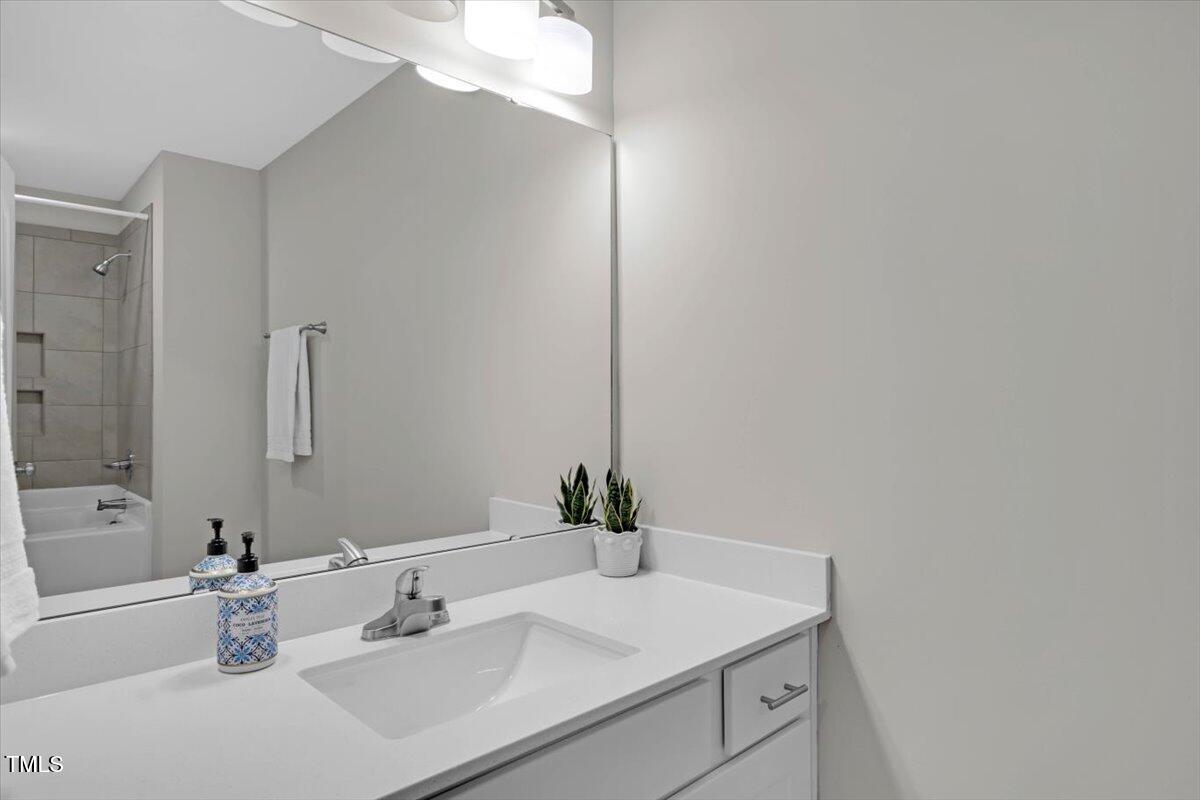 9834 Bitter Melon Drive Angier, NC 27501 - Photo 22 of 29 a bathroom with a sink and a mirror