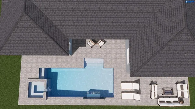 a view of a terrace with wooden floor and seating space