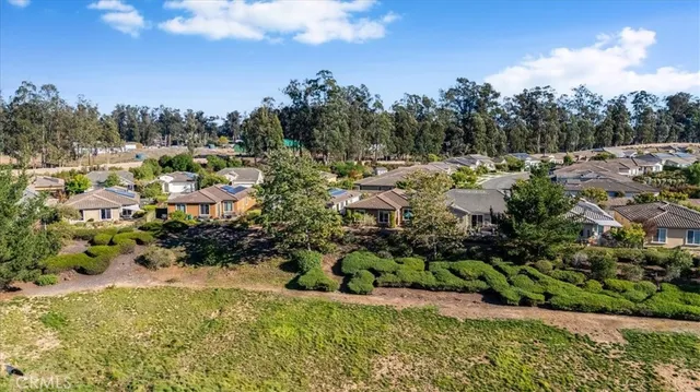 an aerial view of balcony and yard