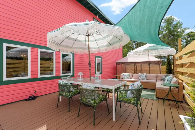 an aerial view of multiple house