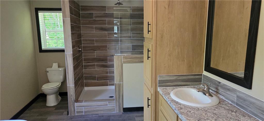 3457 Jerusalem Church Road Jasper, GA 30143 - Photo 16 of 17 a bathroom with a granite countertop sink toilet and shower
