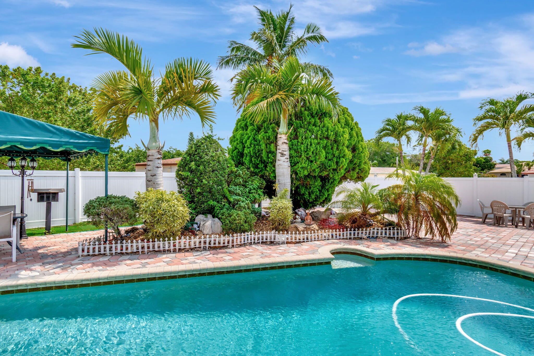 4557 Avalon Street Boca Raton, FL 33428 - Photo 41 of 47 a view of a swimming pool with a patio and a garden