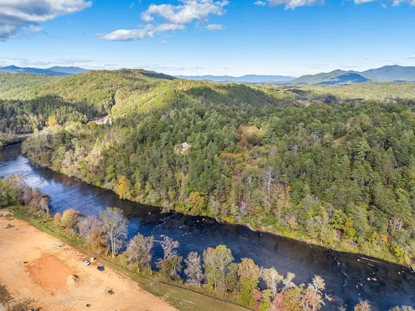 a view of lake and mountain