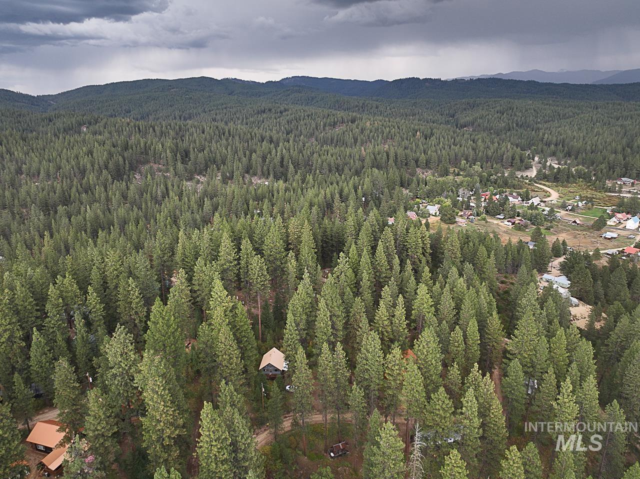 225 Mesplie Road Placerville, ID 83666 - Photo 6 of 39 Aerial view of a forest and a mountainous background