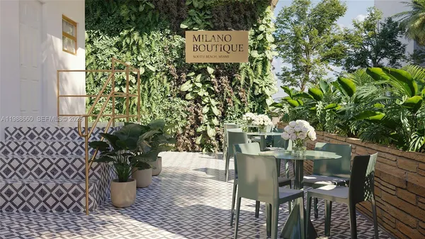 a view of a chairs and table in the patio
